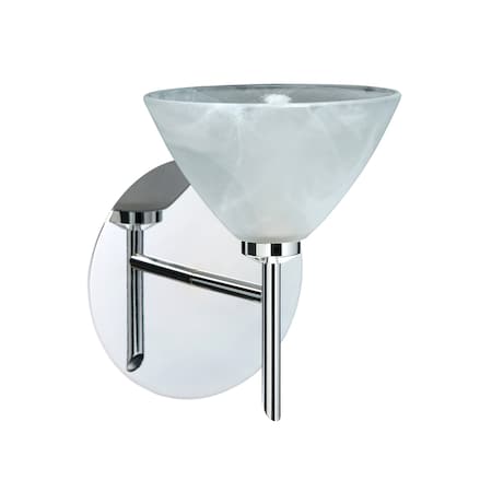 Besa Lighting Domi Mini Sconce, Marble, Chrome Finish, 1x40W Halogen 1SW-174352-CR